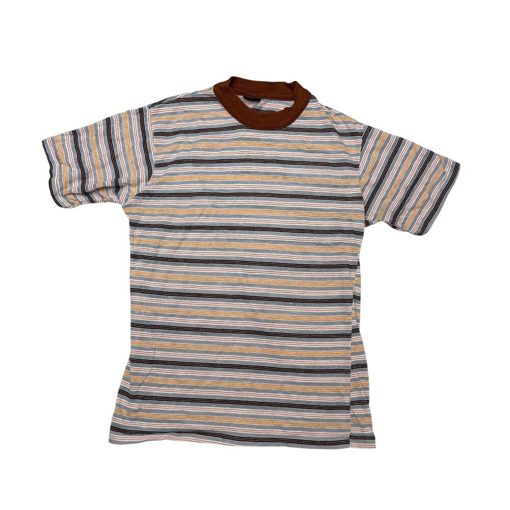 Vintage 70s Mohawk Striped Ringer Tee Shirt Men's 17x25 Skater Surf